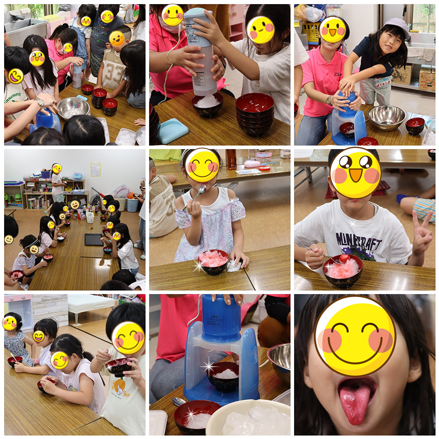 学童保育キッズスクエア 夏休み かき氷作り