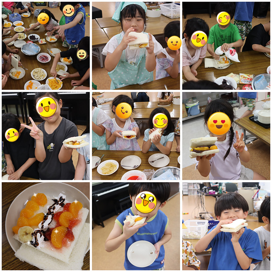 民間学童保育キッズスクエアのみんなと楽しくフルーツサンド作りを行いました